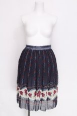 画像1: axes femme / ローズプリントシフォンスカート  ブルー S-26-06-12-058-AX-SK-HR-ZS (1)