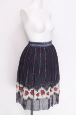 画像3: axes femme / ローズプリントシフォンスカート  ブルー S-26-06-12-058-AX-SK-HR-ZS (3)