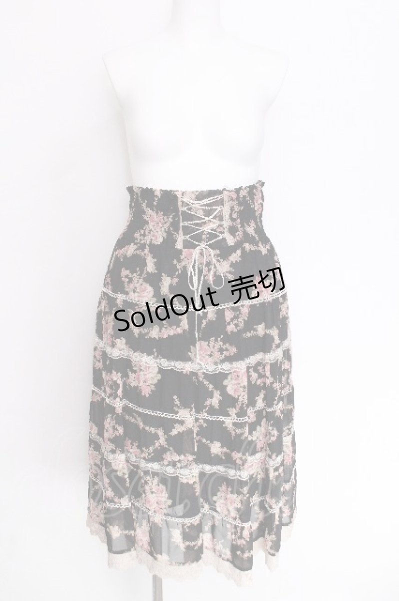 画像1: axes femme / 花柄シフォンスカート  黒 S-26-06-12-060-AX-BL-HR-ZS (1)