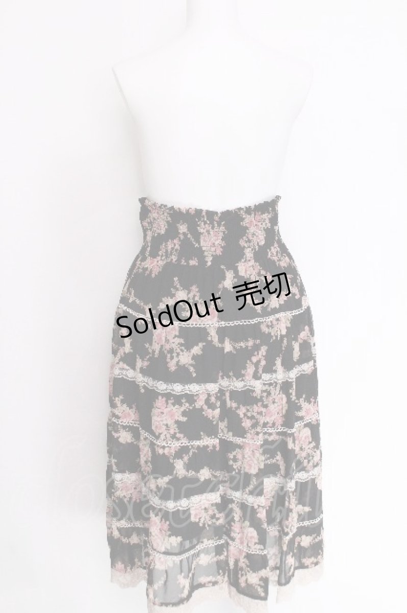 画像2: axes femme / 花柄シフォンスカート  黒 S-26-06-12-060-AX-BL-HR-ZS (2)