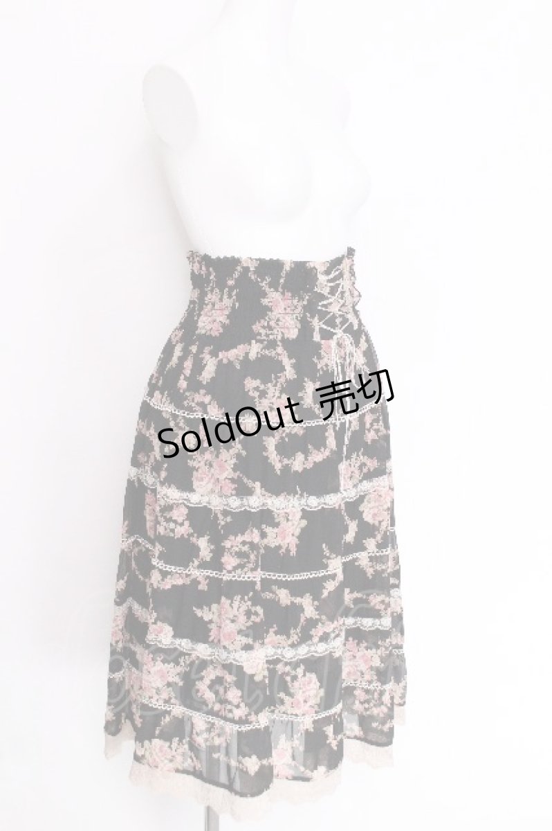 画像3: axes femme / 花柄シフォンスカート  黒 S-26-06-12-060-AX-BL-HR-ZS (3)