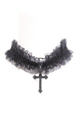 画像1: GOTH / チュールクロスチョーカー  黒 S-26-06-12-015-GO-TS-HR-ZS (1)