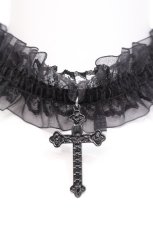 画像3: GOTH / チュールクロスチョーカー  黒 S-26-06-12-015-GO-TS-HR-ZS (3)