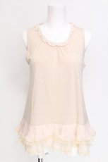 画像1: axes femme / 裾シフォンプリーツタンク  ベージュ S-26-06-12-023-AX-TO-HR-ZS (1)