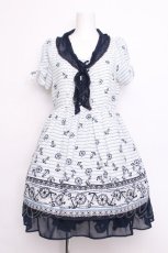 画像1: axes femme / イカリ柄モチーフ風チュニック M オフ×紺 S-26-06-14-042-AX-OP-SZ-ZS (1)