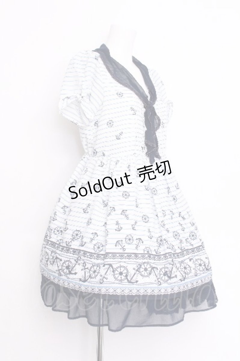 画像2: axes femme / イカリ柄モチーフ風チュニック M オフ×紺 S-26-06-14-042-AX-OP-SZ-ZS (2)