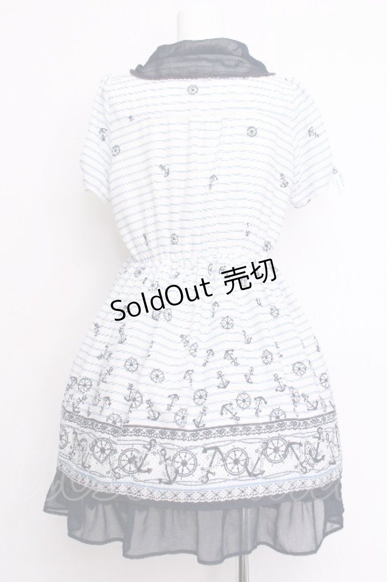 画像4: axes femme / イカリ柄モチーフ風チュニック M オフ×紺 S-26-06-14-042-AX-OP-SZ-ZS (4)