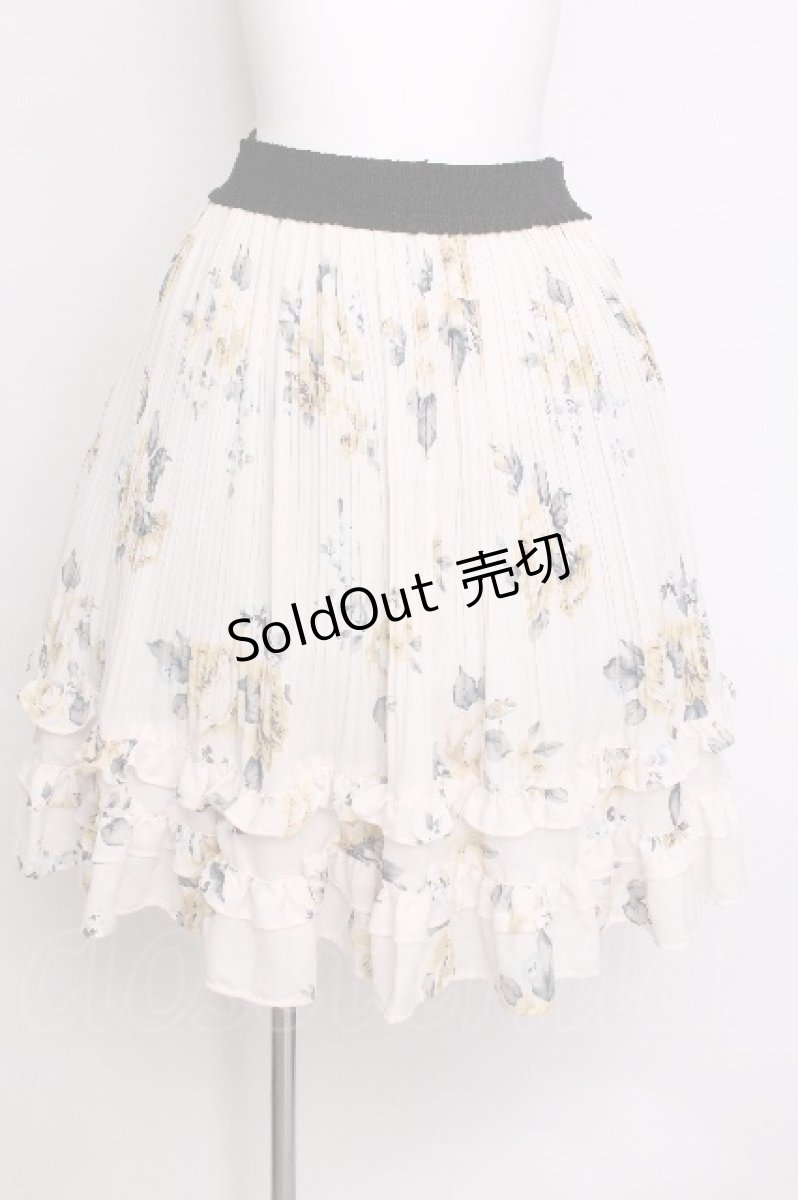 画像1: axes femme / 薔薇柄プリーツフリルスカート  オフ S-26-06-14-045-AX-SK-AS-ZT648 (1)