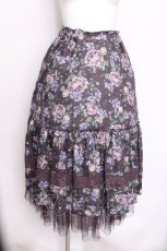 画像1: axes femme / ホーリーローズ柄フリルスカート  パープル S-26-06-14-046-AX-SK-HR-ZT648 (1)