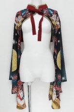 画像1: Royal Princess Alice / お狐さまと彼岸花・たまコラボ 蝶々振袖ボレロ  黒ｘ赤 S-26-06-15-040-LO-CO-HR-ZS (1)