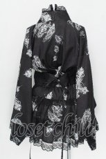 画像2: Amilige / クロスハート羽総柄浴衣ワンピース＋帯セット  黒 S-26-06-15-041-PU-OP-HR-ZS (2)