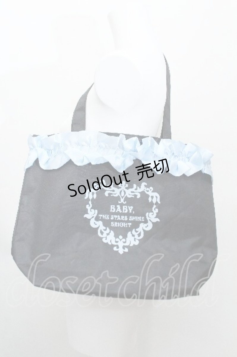 画像1: BABY,THE STARS SHINE BRIGHT / サテンフリルリボントートバッグ  黒ｘサックス S-26-06-15-022-BA-BG-AS-ZS (1)