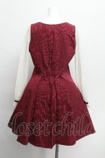 画像3: axes femme POETIQUE / 刺繍入りストライプワンピース  ワイン S-26-06-16-025-AX-OP-AS-ZS (3)