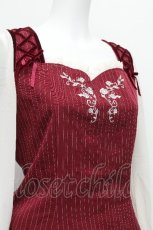 画像4: axes femme POETIQUE / 刺繍入りストライプワンピース  ワイン S-26-06-16-025-AX-OP-AS-ZS (4)