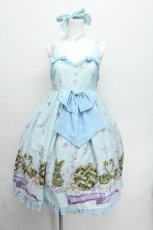 画像1: metamorphose / スワンガーデンハイウエストジャンパースカート&カチューシャセット  サックス S-26-06-16-028-ME-OP-HR-ZS (1)
