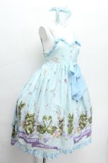 画像3: metamorphose / スワンガーデンハイウエストジャンパースカート&カチューシャセット  サックス S-26-06-16-028-ME-OP-HR-ZS (3)