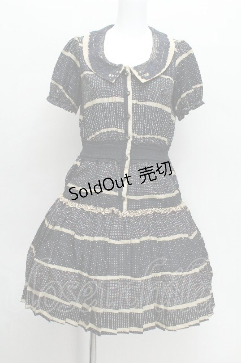 画像1: axes femme / ドットボーダー柄ワンピース M ネイビー S-26-06-16-044-AX-OP-HR-ZS (1)