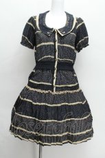 画像1: axes femme / ドットボーダー柄ワンピース M ネイビー S-26-06-16-044-AX-OP-HR-ZS (1)