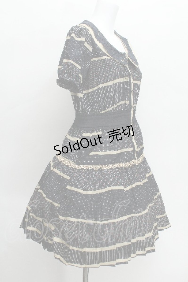 画像2: axes femme / ドットボーダー柄ワンピース M ネイビー S-26-06-16-044-AX-OP-HR-ZS (2)