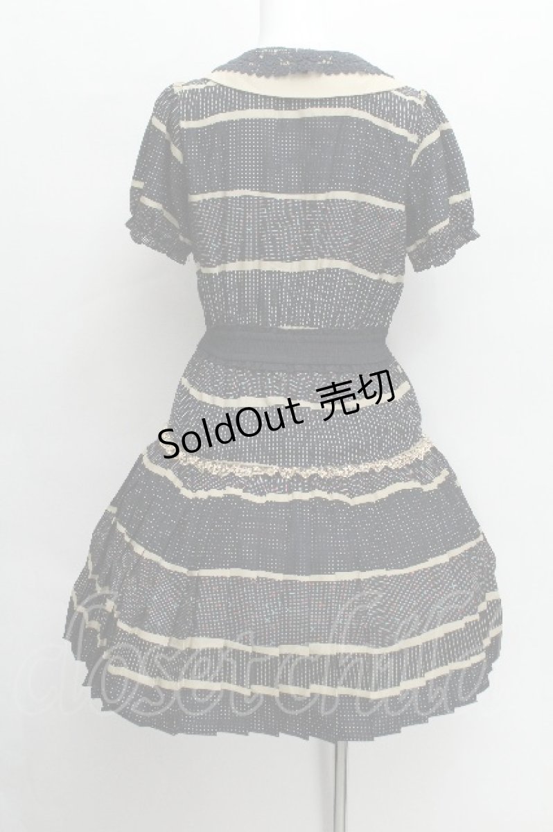 画像3: axes femme / ドットボーダー柄ワンピース M ネイビー S-26-06-16-044-AX-OP-HR-ZS (3)