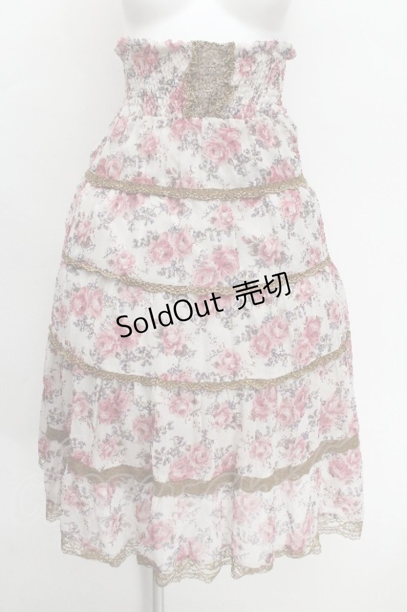 画像1: axes femme / 花柄シフォンスカート  白ｘピンク S-26-06-16-051-AX-BL-HR-ZS (1)