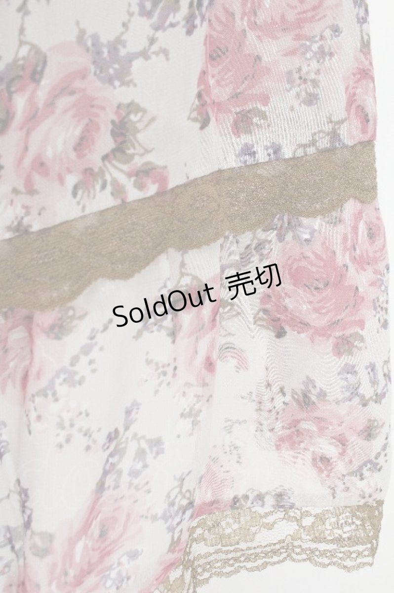 画像3: axes femme / 花柄シフォンスカート  白ｘピンク S-26-06-16-051-AX-BL-HR-ZS (3)