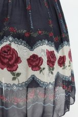 画像3: axes femme / ローズプリントシフォンスカート  ブルー S-26-06-16-052-AX-SK-HR-ZS (3)