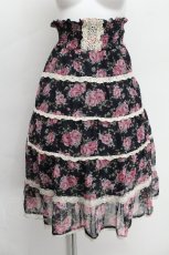 画像1: axes femme / 花柄シフォンスカート  紺ｘピンク S-26-06-16-055-AX-BL-HR-ZS (1)