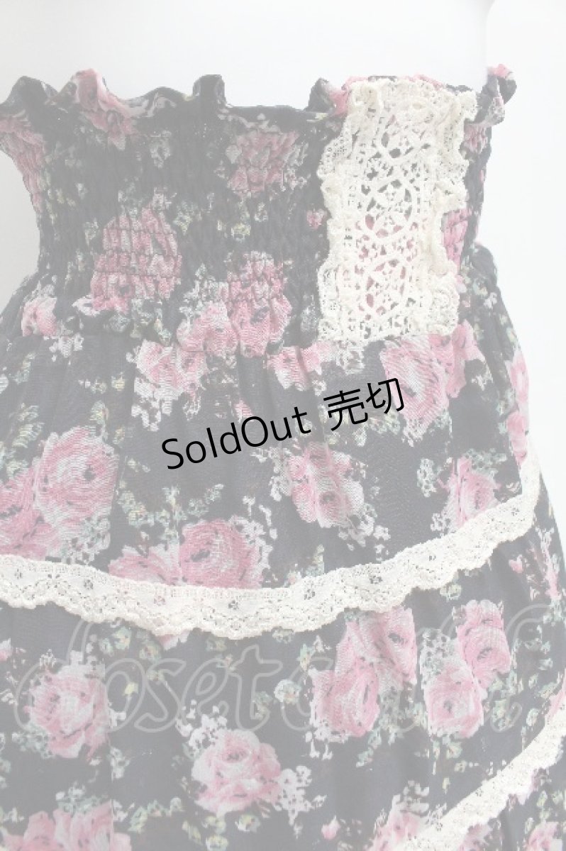画像2: axes femme / 花柄シフォンスカート  紺ｘピンク S-26-06-16-055-AX-BL-HR-ZS (2)