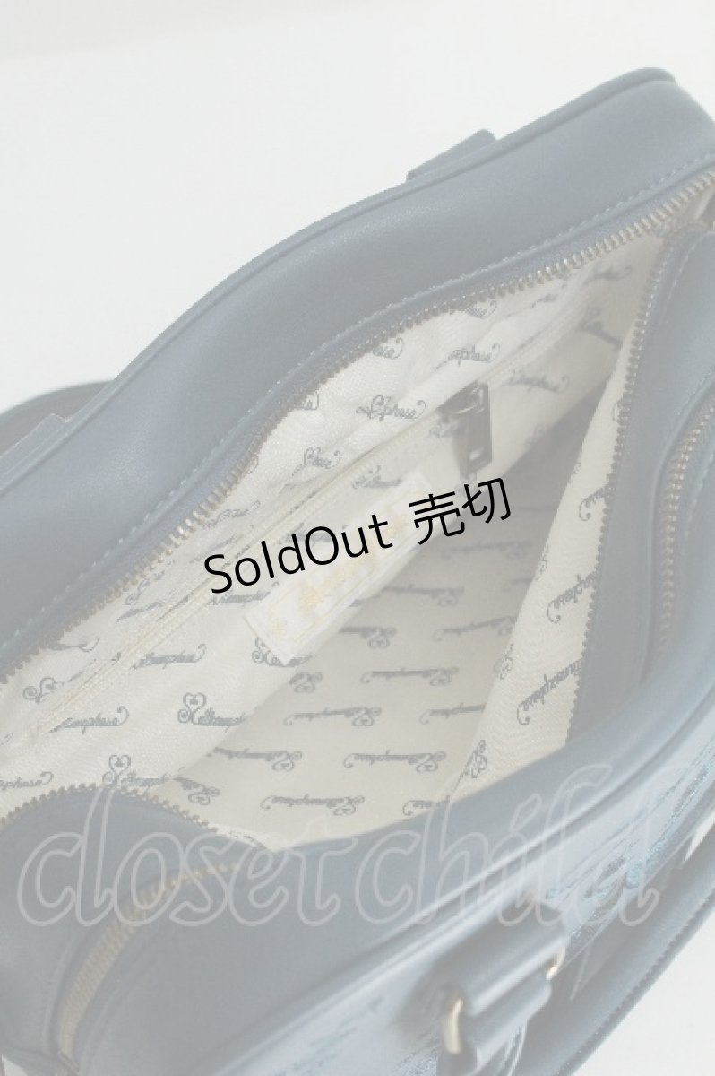 画像4: metamorphose / スワン刺繍入りWファスナーBAG  ブルーグリーン S-26-06-16-008-ME-BG-HR-ZS (4)