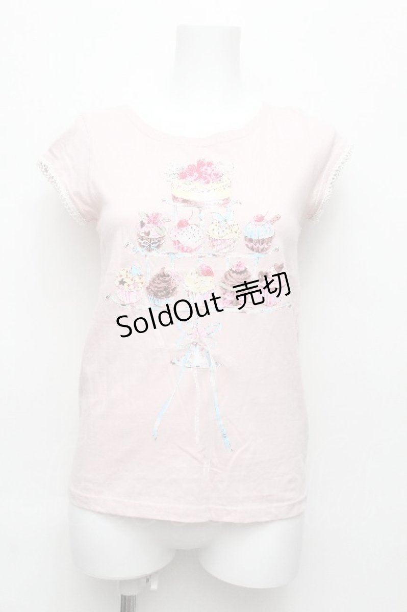 画像1: MILK / カップケーキキャンドルTシャツ  ピンク S-26-06-16-009-ML-TO-HR-ZS (1)