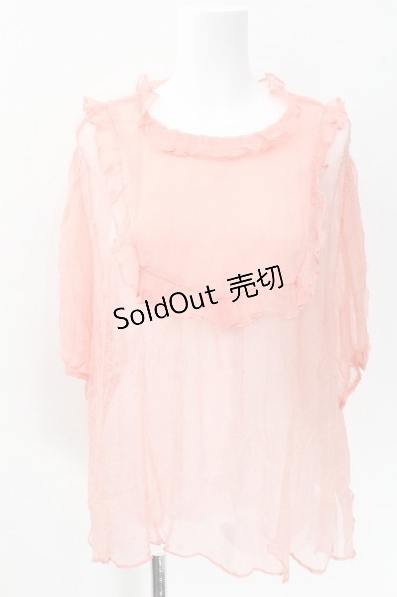 画像1: Franche Lippee / シフォンフリルトップス 3L ピンク S-26-06-17-040-LO-BL-HR-ZS (1)