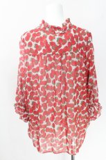 画像2: Franche Lippee / おこのみフリフリスタンドブラウス 3L 赤ｘ白 S-26-06-17-041-LO-BL-HR-ZS (2)