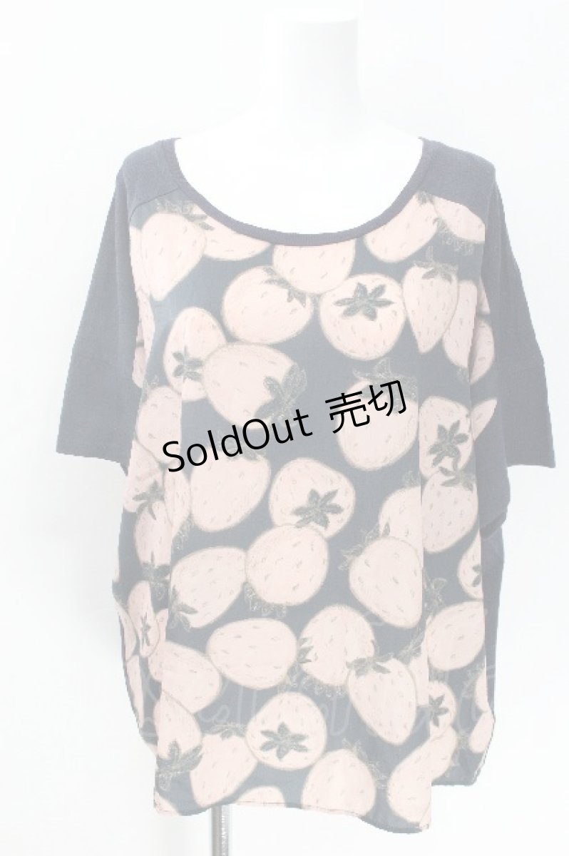 画像1: Franche Lippee / いちご柄カットソー FL5 紺 S-26-06-17-045-LO-TO-HR-ZS (1)