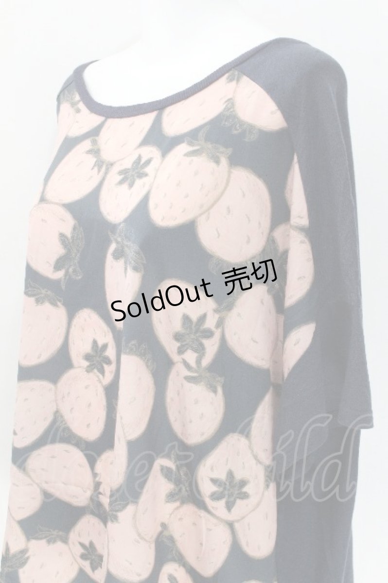 画像3: Franche Lippee / いちご柄カットソー FL5 紺 S-26-06-17-045-LO-TO-HR-ZS (3)