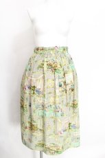画像1: yukiemon / ゆきえもんちで朝食をテキスタイルふんわりスカート 3L グリーン S-26-06-17-062-LO-SK-HR-ZS (1)