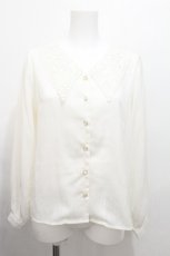 画像1: axes femme POETIQUE / フラワー刺繍襟ブラウス  白 S-26-06-18-006-AX-BL-AS-ZS (1)