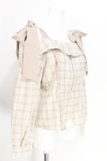 画像3: axes femme / チェックオフショルリボンプルオーバー  ベージュ S-26-06-18-010-AX-TO-AS-ZS (3)