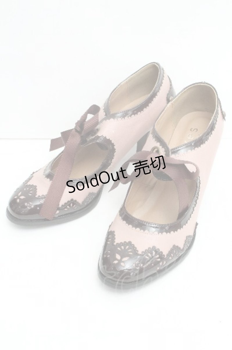 画像1: axes femme / 配色カット甲あきパンプス M ピンクベージュ S-26-06-19-012-AX-SH-HR-ZS (1)