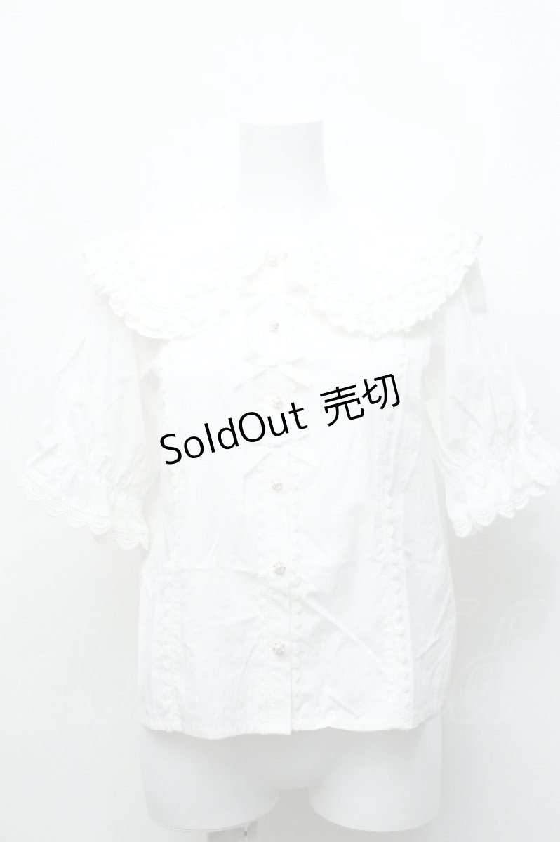 画像1: axes femme kawaii / 半袖丸襟コットンブラウス  白 S-26-06-19-023-AX-BL-AS-ZS (1)