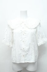 画像1: axes femme kawaii / 半袖丸襟コットンブラウス  白 S-26-06-19-023-AX-BL-AS-ZS (1)