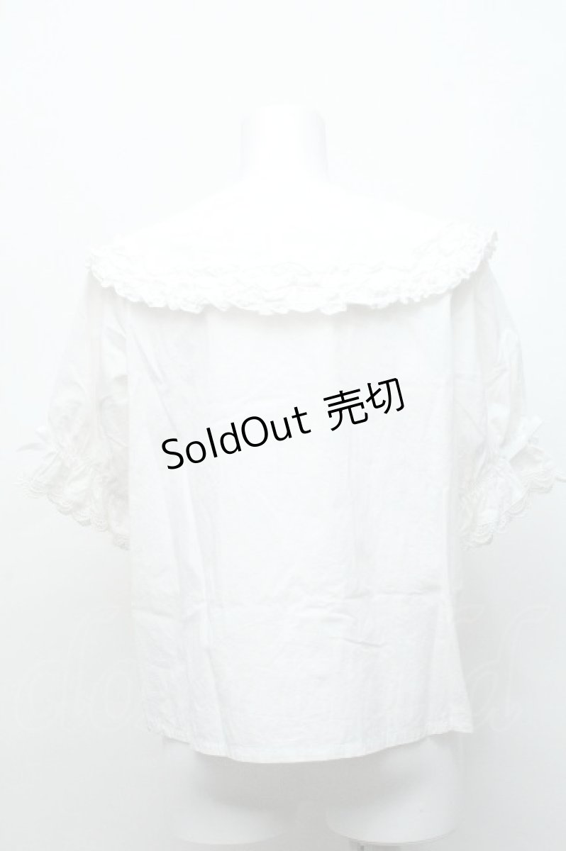 画像2: axes femme kawaii / 半袖丸襟コットンブラウス  白 S-26-06-19-023-AX-BL-AS-ZS (2)