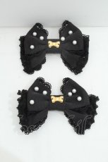 画像1: Angelic Pretty / ドルチェパールリボンクリップ  黒ｘ白 S-26-06-19-005-AP-AC-AS-ZS (1)