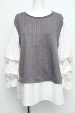 画像1: axes femme / レイヤードデザイントップス  グレー S-26-06-19-030-AX-TO-AS-ZS (1)