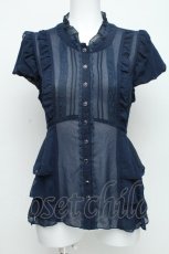 画像1: axes femme / ペプラムフリルブラウス  紺 S-26-06-19-031-AX-BL-HR-ZS (1)