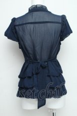 画像2: axes femme / ペプラムフリルブラウス  紺 S-26-06-19-031-AX-BL-HR-ZS (2)