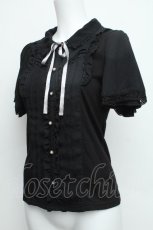 画像3: axes femme / フリルブラウス風半袖プルオーバー  黒 S-26-06-19-034-AX-TO-HR-ZS (3)