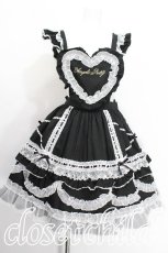 画像1: Angelic Pretty / Heart胸あて付スカート  黒ｘ白 S-26-06-21-043-AP-SK-AS-ZS (1)
