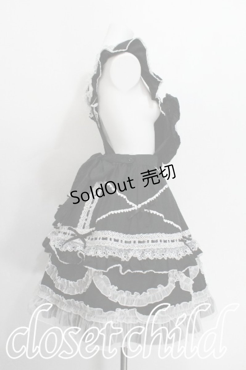 画像2: Angelic Pretty / Heart胸あて付スカート  黒ｘ白 S-26-06-21-043-AP-SK-AS-ZS (2)