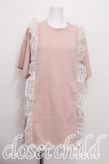画像1: merry jenny / シアーフリルリボンBig Tee  ピンク S-26-06-21-017-LO-TO-HR-ZS (1)